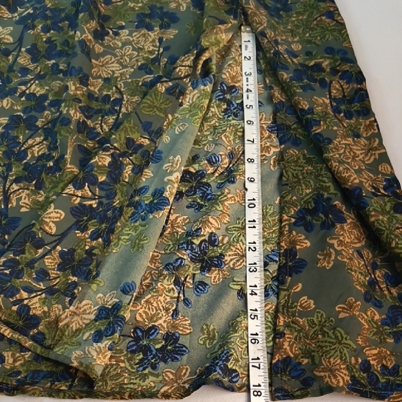 Shein Women's Green/Blue Floral Long Sleeve Elastic Waist Dress Size 4 - Picture 6 of 12